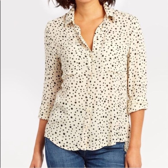EVEREVE Allison Joy Celeste Star Shirt White Stars Button Down Top Sz XL NEW - Picture 1 of 14